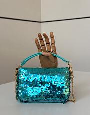 Fendi Baguette mini Blue sequin shoulder bag 19x5x11cm - 4