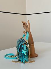 Fendi Baguette mini Blue sequin shoulder bag 19x5x11cm - 2