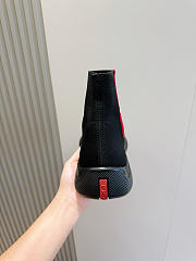 Prada Sport Black Knit Fabric High Top Sneakers - 4