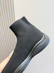 Prada Sport Black Knit Fabric High Top Sneakers - 3