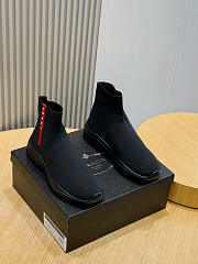 Prada Sport Black Knit Fabric High Top Sneakers - 2
