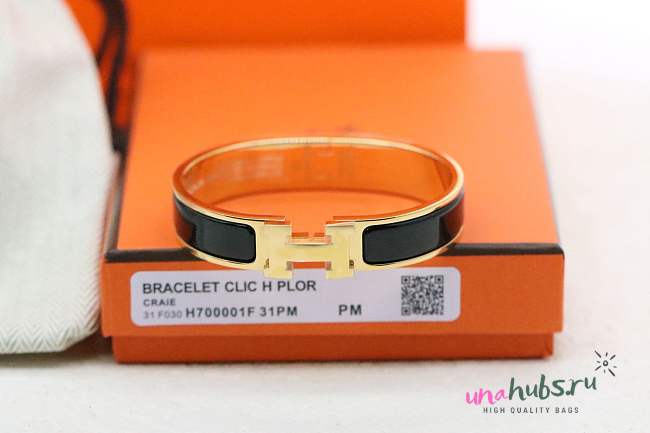 Hermes H Black Gold Bracelet - 1