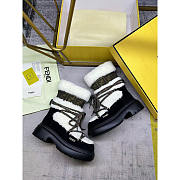Fendi Apres Chic White Sheepskin And Black Suede Boots - 4