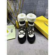 Fendi Apres Chic White Sheepskin And Black Suede Boots - 3