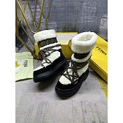 Fendi Apres Chic White Sheepskin And Black Suede Boots - 2