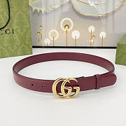 Gucci GG Marmont Thin Belt In Burgundy 3cm - 1