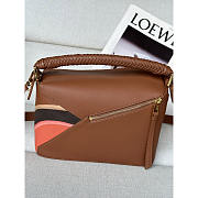 Loewe Small Puzzle Edge Landscape Bag Calfskin Pecan / Parrot Pink 24cm - 4