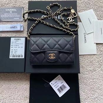 Chanel Wallet Black Gold Caviar 11cm