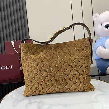 Gucci Medium Beatrix Shopper Brown Suede 35x27.5x11cm