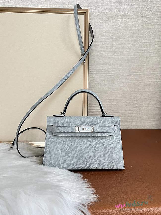 Hermes Mini Kelly Light Blue Silver Epsom 20cm - 1
