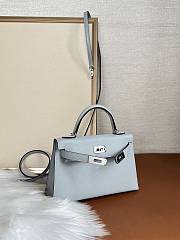 Hermes Mini Kelly Light Blue Silver Epsom 20cm - 4