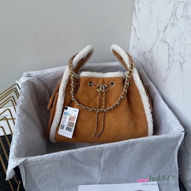 Chanel 25 Handbag Brown Suede 30x26x14cm - 1