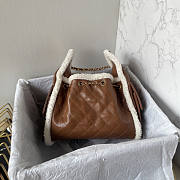 Chanel 25 Handbag Brown Lambskin 30x26x14cm - 4
