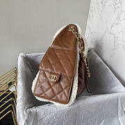 Chanel 25 Handbag Brown Lambskin 30x26x14cm - 5