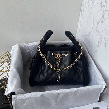 Chanel 25 Handbag Black Lambskin 30x26x14cm