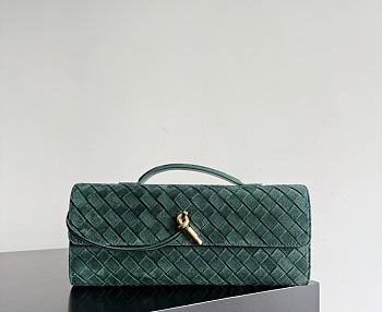 Bottega Veneta Andiamo Clutch Intrecciato suede green - 31*13*3cm