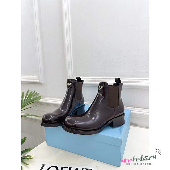 Prada Chocolate Calfskin Chelsea Ankle Boots - 1