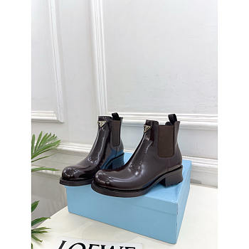 Prada Chocolate Calfskin Chelsea Ankle Boots
