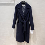 Dior Coat with Belt Blue Double-Sided Virgin Wool In Navy - 1