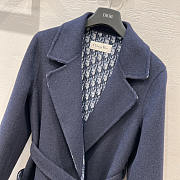 Dior Coat with Belt Blue Double-Sided Virgin Wool In Navy - 2