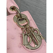 Dior Mini Lady Dior Bag Pink Ostrich 17cm - 4