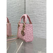 Dior Mini Lady Dior Bag Pink Ostrich 17cm - 3
