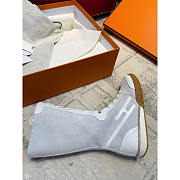 Hermes Lace Up Sneaker Suede White - 4