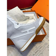 Hermes Lace Up Sneaker Suede White - 3