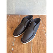 Loro Piana Open Walk Leather Boots In Dark Chocolate Brown - 3