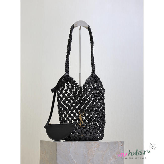  YSL Cassandre Large Tote In Crochet Black 35x13x13cm - 1