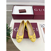 Gucci Ballet Flat With Half Horsebit Yellow Patent - 1
