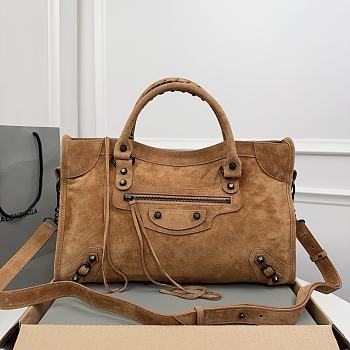 Balenciaga City Bag Tan Suede 38x10x27cm