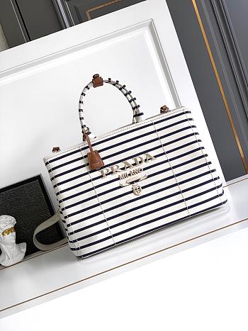 Prada Striped canvas tote bag 43x30x20cm