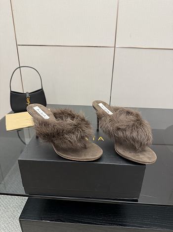 Alaïa shearling-trimmed thong sandals 10cm