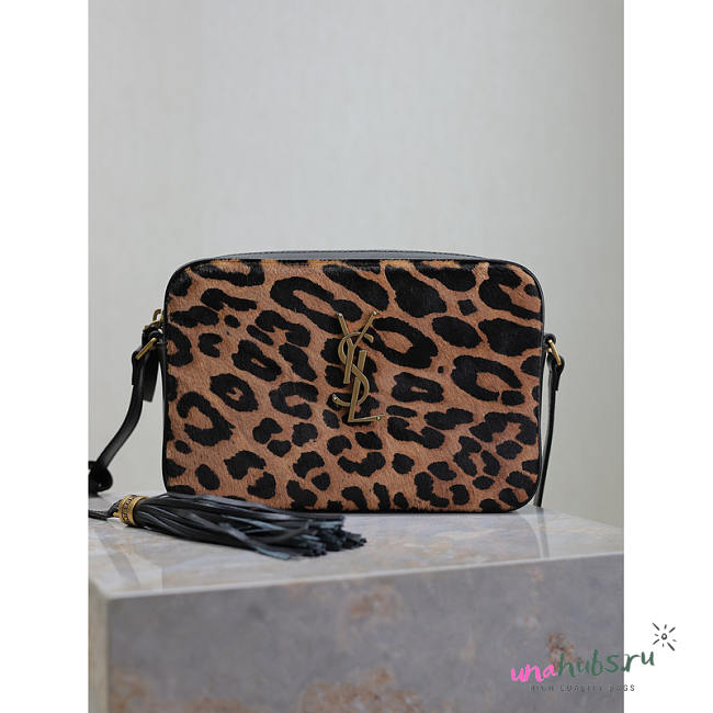 YSL Lou Leopard-Print Calf Hair Camera Bag 23x16x6cm - 1