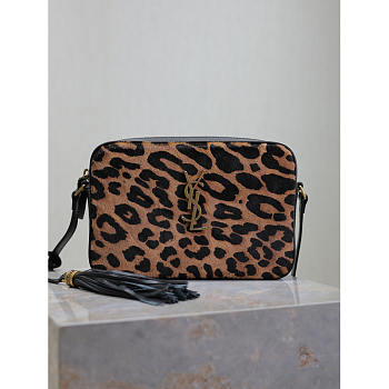 YSL Lou Leopard-Print Calf Hair Camera Bag 23x16x6cm