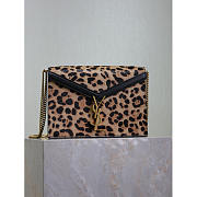 YSL Cassandra Leopard-Print Calf Hair Envelope Bag 22x16.5x5.5cm - 1