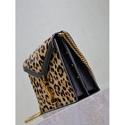 YSL Cassandra Leopard-Print Calf Hair Envelope Bag 22x16.5x5.5cm - 5