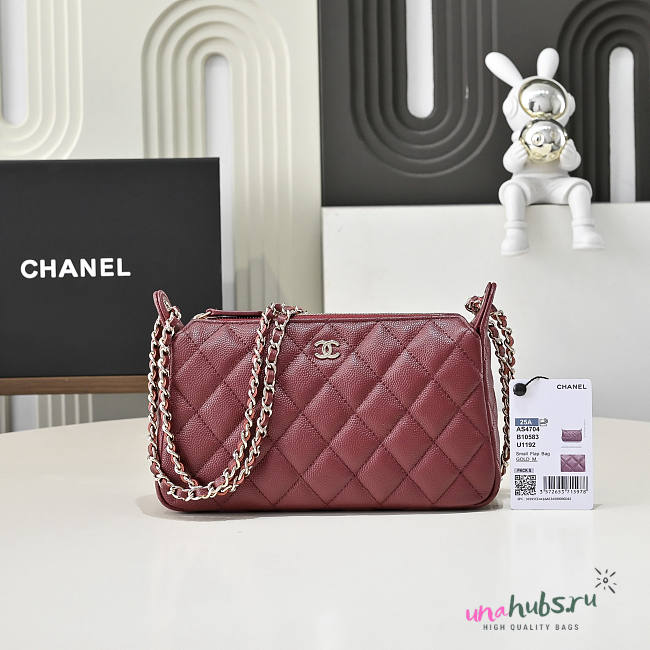 Chanel 25A Clutch on Chain in Red Caviar 21x12x5.5cm - 1
