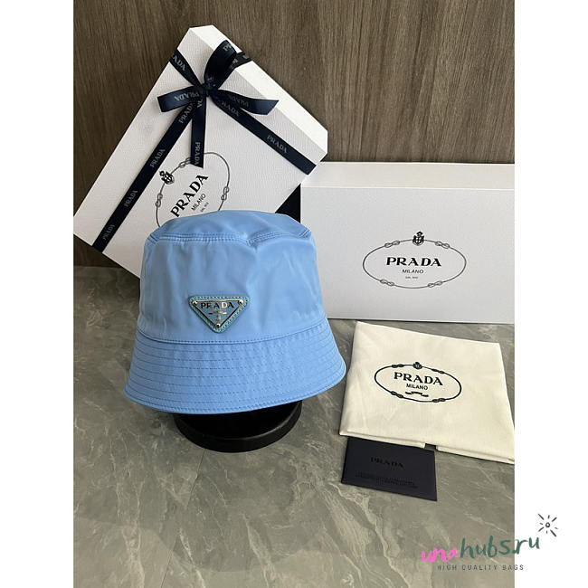 Prada Blue Re-Nylon Logo Bucket Hat - 1