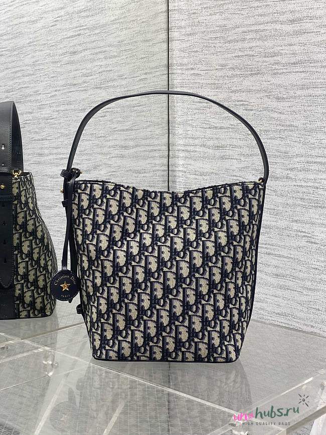 Dior Small Diorstar Bucket Bag Blue Oblique 24x24x15cm - 1