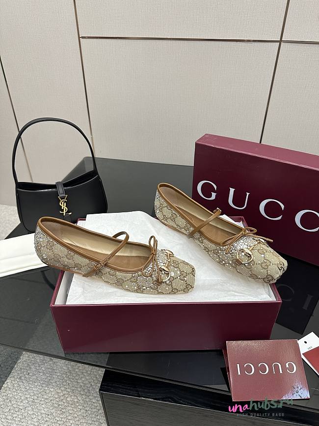 Gucci GG crystal Gucci Horsebit ballet flat - 1