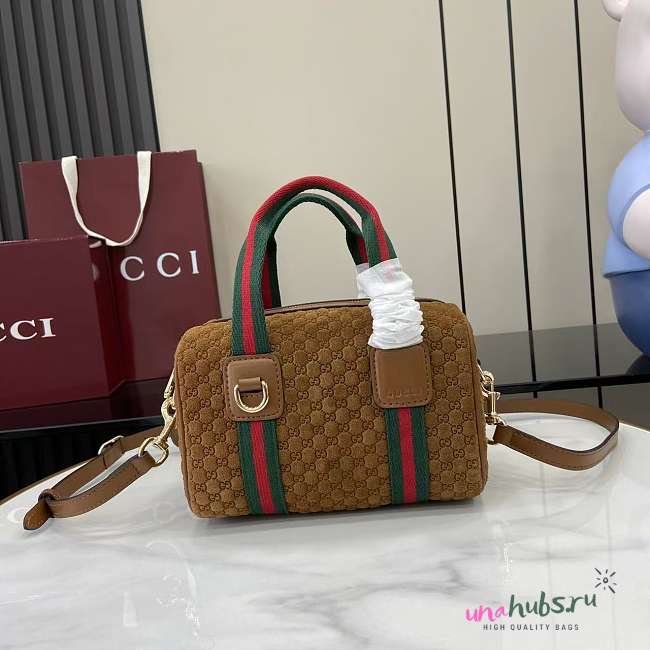 Gucci Mini GG handbag Brown Suede 20x13x13cm - 1
