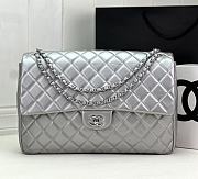 Chanel Flap Travel Bag Silver Lambskin 40x26x12cm - 1