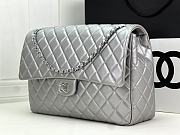 Chanel Flap Travel Bag Silver Lambskin 40x26x12cm - 4