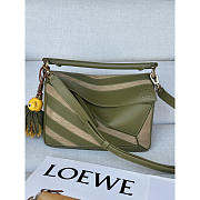 Loewe Puzzle Small leather and suede Green tote bag 24x10.5x16cm - 1