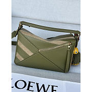 Loewe Puzzle Small leather and suede Green tote bag 24x10.5x16cm - 5