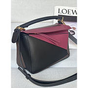 Loewe Small Puzzle Bag Calfskin Black/ Burgundy 24x10.5x16cm - 3