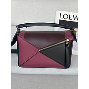 Loewe Small Puzzle Bag Calfskin Black/ Burgundy 24x10.5x16cm - 2
