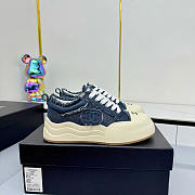 Chanel Dark Blue Denim Low-Top Sneakers - 1